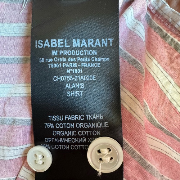 Isabel Etoile Marant Alanis Striped Cotton Shirt in Pale Pink - Picture 9 of 10